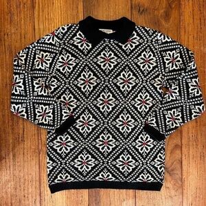 Alfred Dunner Petite Vintage Collared Knit Sweater Made in the USA